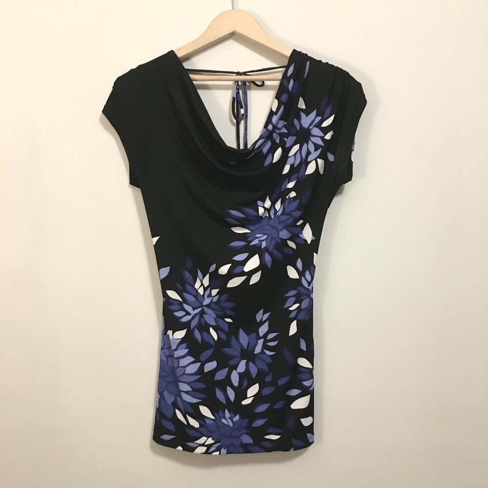 Vintage Y2K Le Chateau Fairygrunge Blue Mosaic Tie Back Top XXS